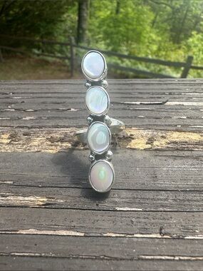 Navajo Marcella James Mother Of Pearl 4 Stone Sterling Silver Ring